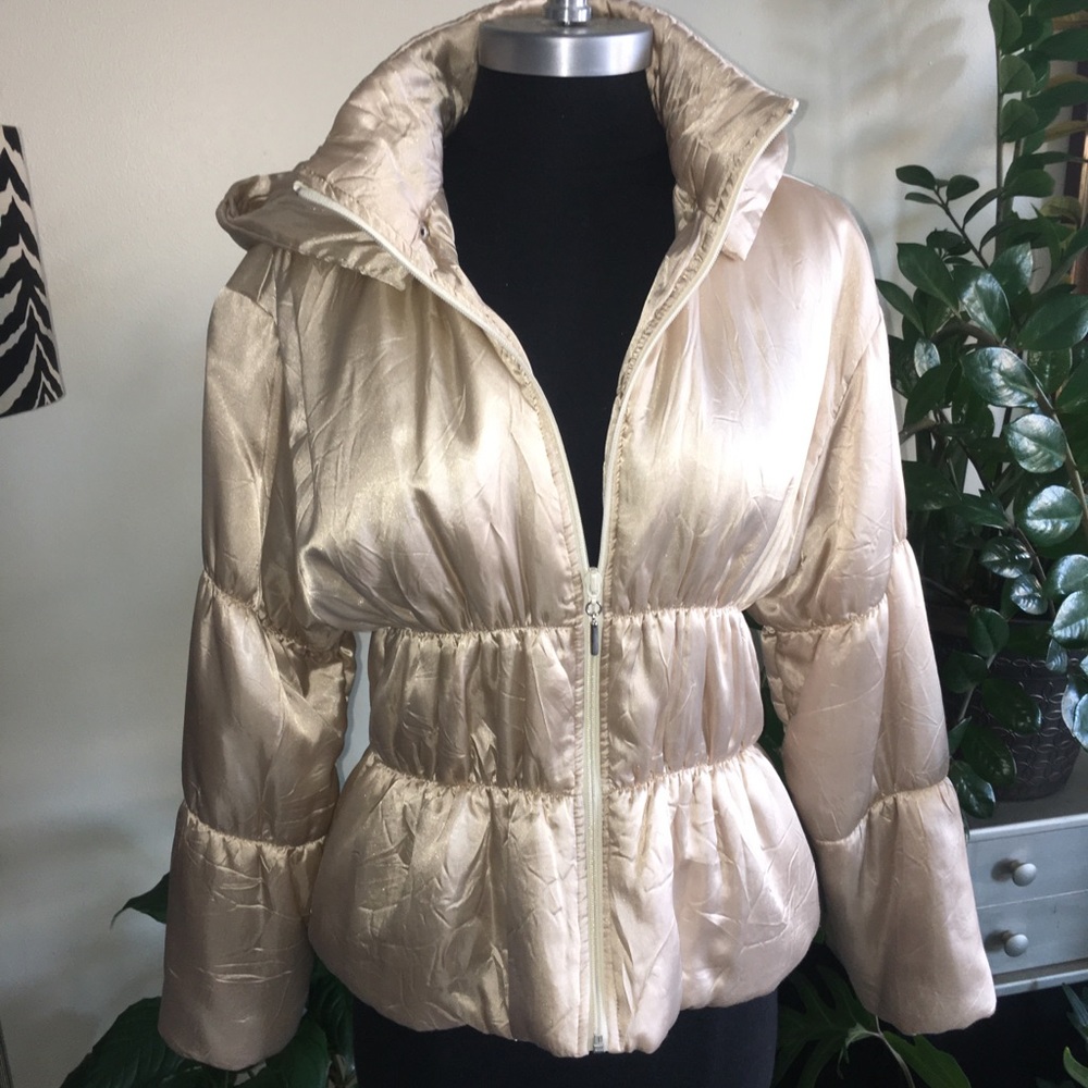 Red Line Womens Size S Shiny Gold Puffer Jacket - Picture 2 of 11